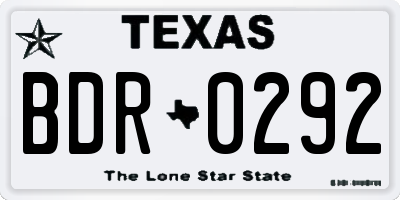 TX license plate BDR0292
