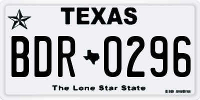 TX license plate BDR0296