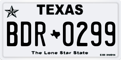 TX license plate BDR0299