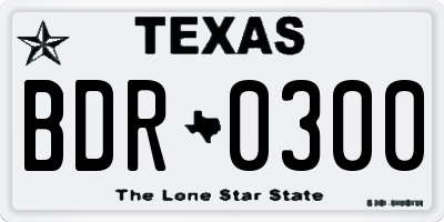 TX license plate BDR0300