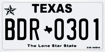 TX license plate BDR0301