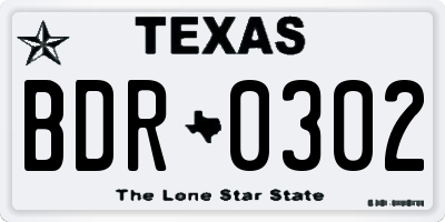 TX license plate BDR0302