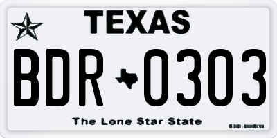 TX license plate BDR0303