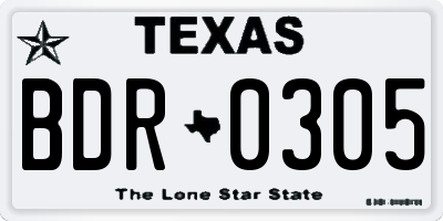 TX license plate BDR0305