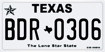 TX license plate BDR0306