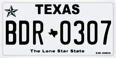 TX license plate BDR0307