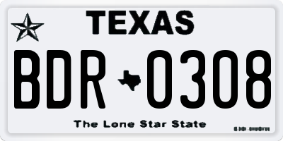 TX license plate BDR0308