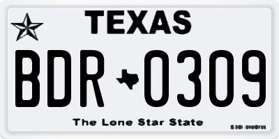 TX license plate BDR0309