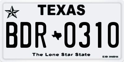 TX license plate BDR0310
