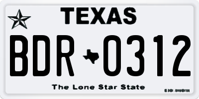 TX license plate BDR0312