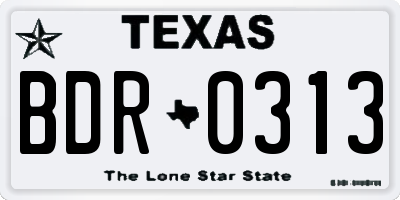 TX license plate BDR0313