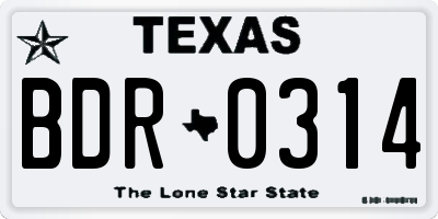 TX license plate BDR0314
