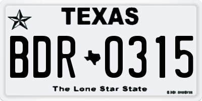 TX license plate BDR0315