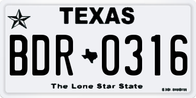 TX license plate BDR0316