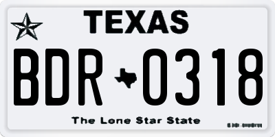 TX license plate BDR0318