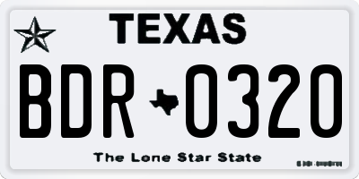 TX license plate BDR0320