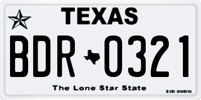 TX license plate BDR0321