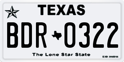 TX license plate BDR0322