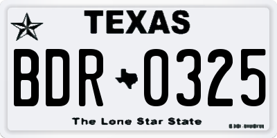 TX license plate BDR0325