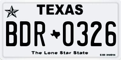 TX license plate BDR0326