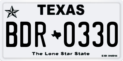 TX license plate BDR0330