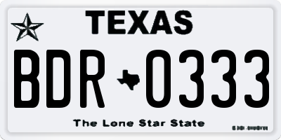 TX license plate BDR0333