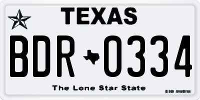 TX license plate BDR0334