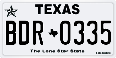 TX license plate BDR0335