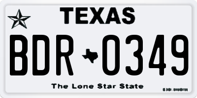 TX license plate BDR0349