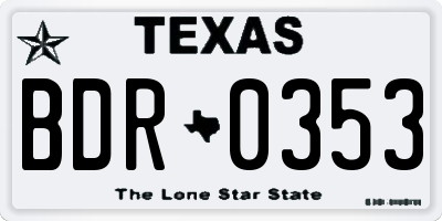 TX license plate BDR0353