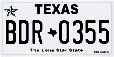 TX license plate BDR0355