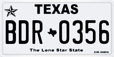 TX license plate BDR0356