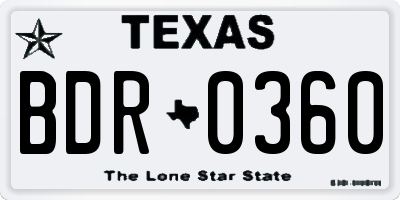 TX license plate BDR0360