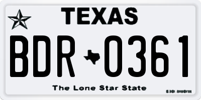 TX license plate BDR0361
