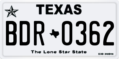 TX license plate BDR0362