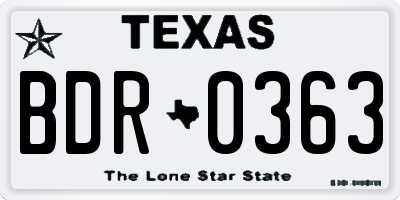 TX license plate BDR0363