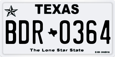 TX license plate BDR0364