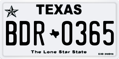 TX license plate BDR0365