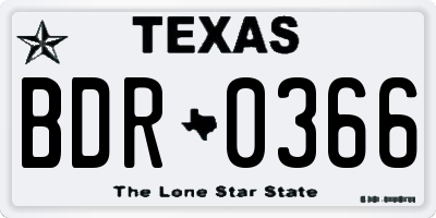 TX license plate BDR0366