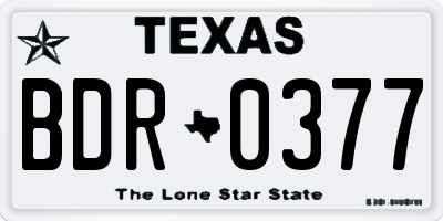 TX license plate BDR0377