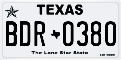 TX license plate BDR0380