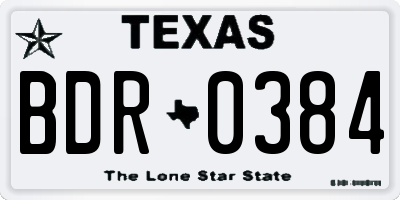 TX license plate BDR0384