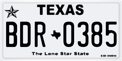TX license plate BDR0385