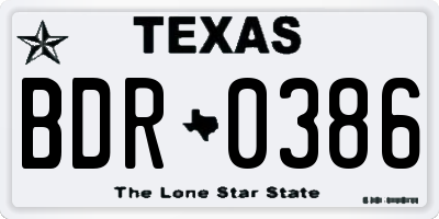 TX license plate BDR0386