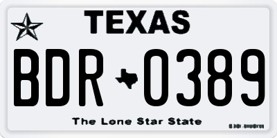 TX license plate BDR0389