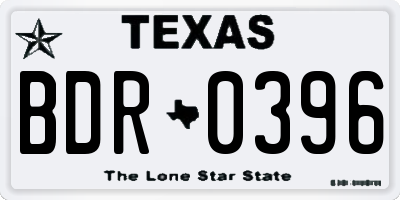TX license plate BDR0396