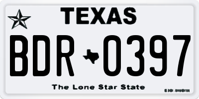 TX license plate BDR0397