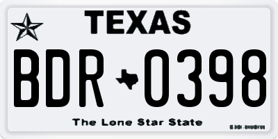 TX license plate BDR0398