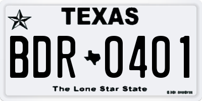 TX license plate BDR0401