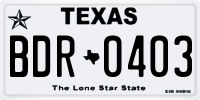 TX license plate BDR0403